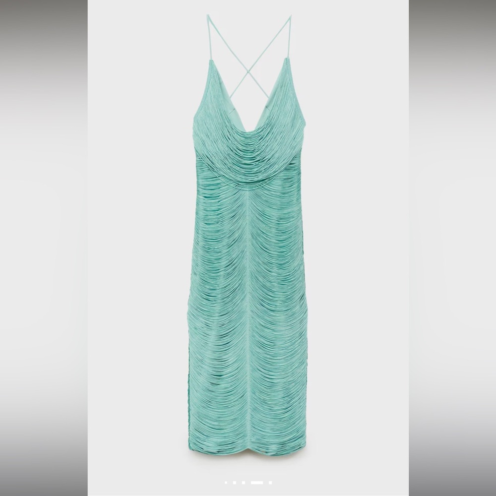 NWT MANGO CAPSULE FRINGED DRESS WITH LOW BACK - Picture 4 of 13